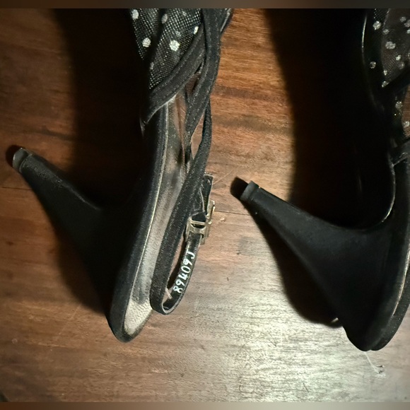 Vintage Selby Black Mesh Silver Dot Heels - Picture 5 of 6